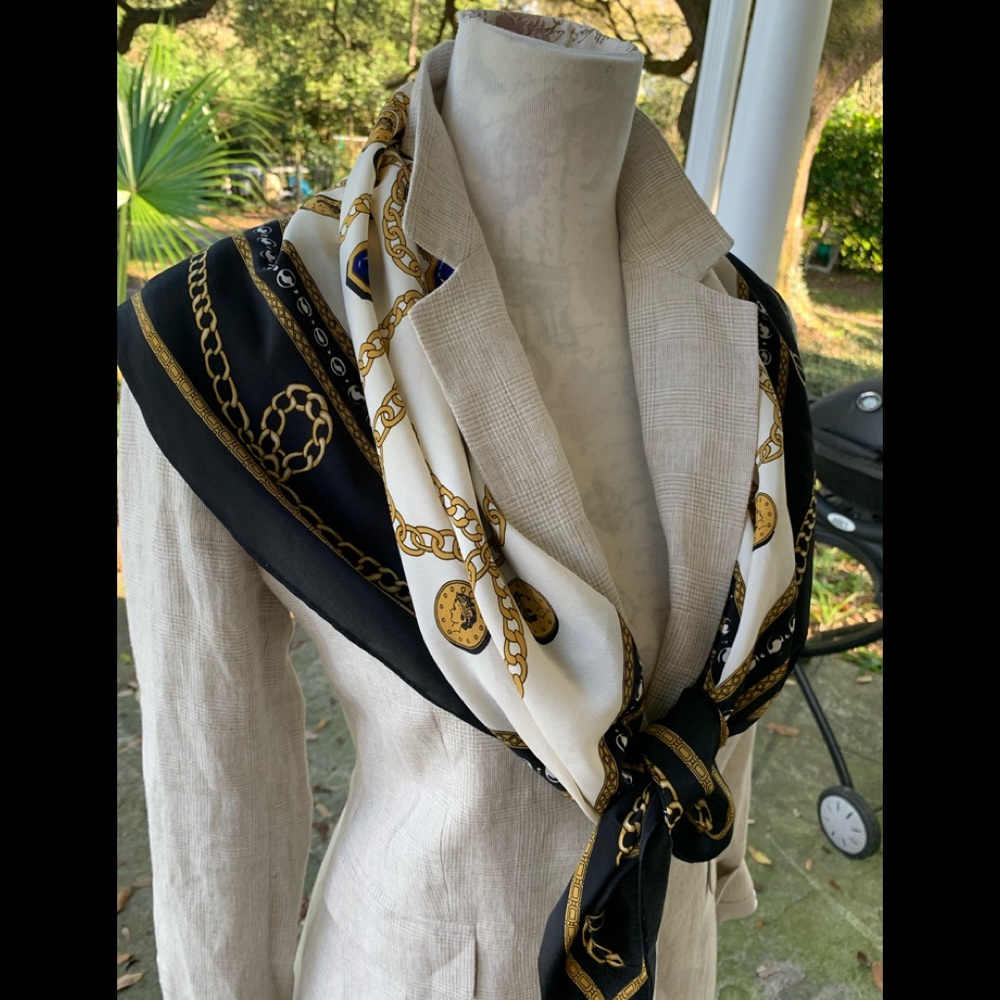 Vintage Silk Gold Chain Scarf